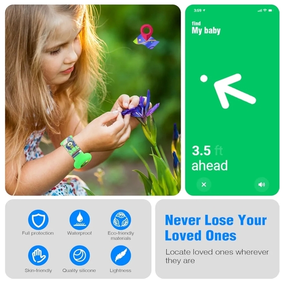 NWT AirTag Bracelet for Kids - 2 pack Monsters Inc Blue and Green - Picture 4 of 10